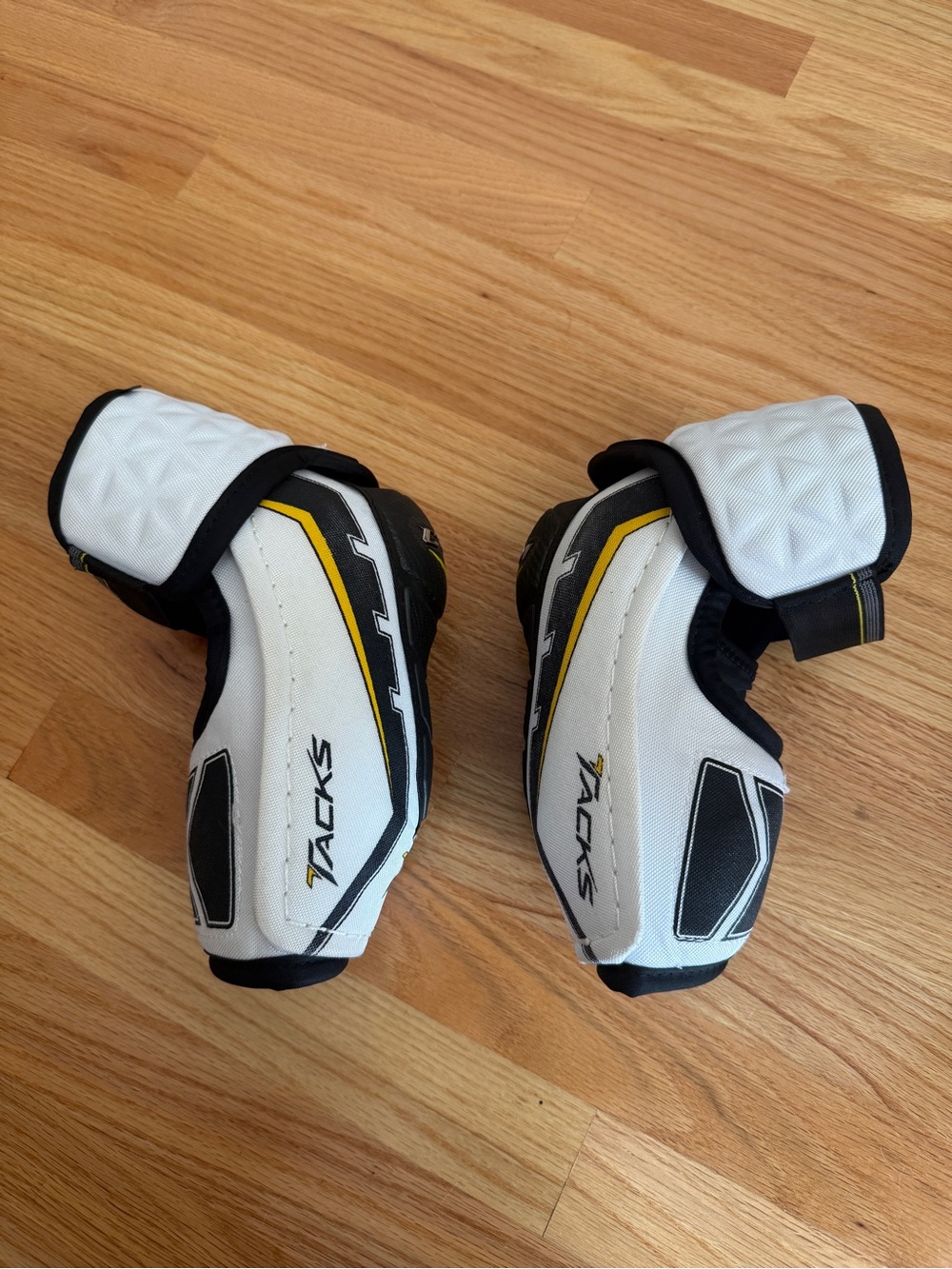 CCM White Black and Yellow Hockey Elbow Pads